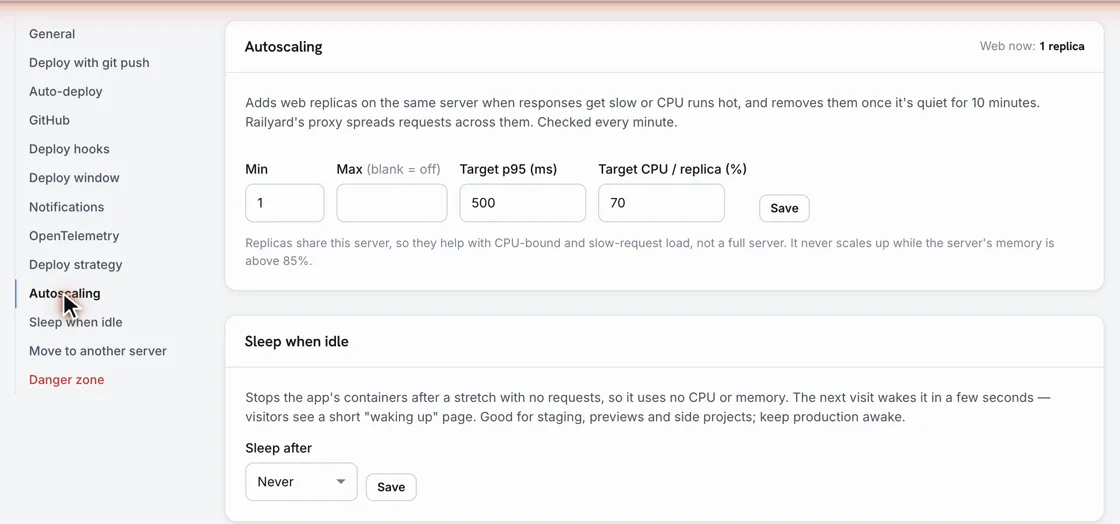 Autoscaling et mise en veille